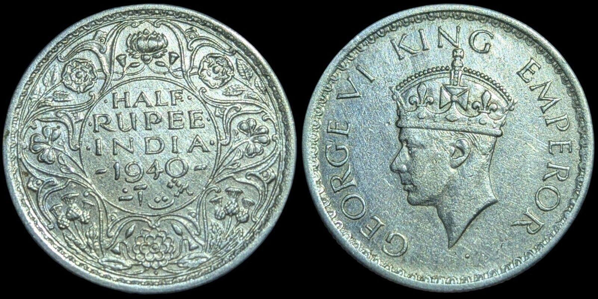 1940 Beautiful grade  Uncirculed British India King George VI silver Half rupee