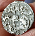 #O31#Indian OHINDA DYNASTY Samanta Deva HORSE & BULL SILVER coin BEAUTIFUL GRADE