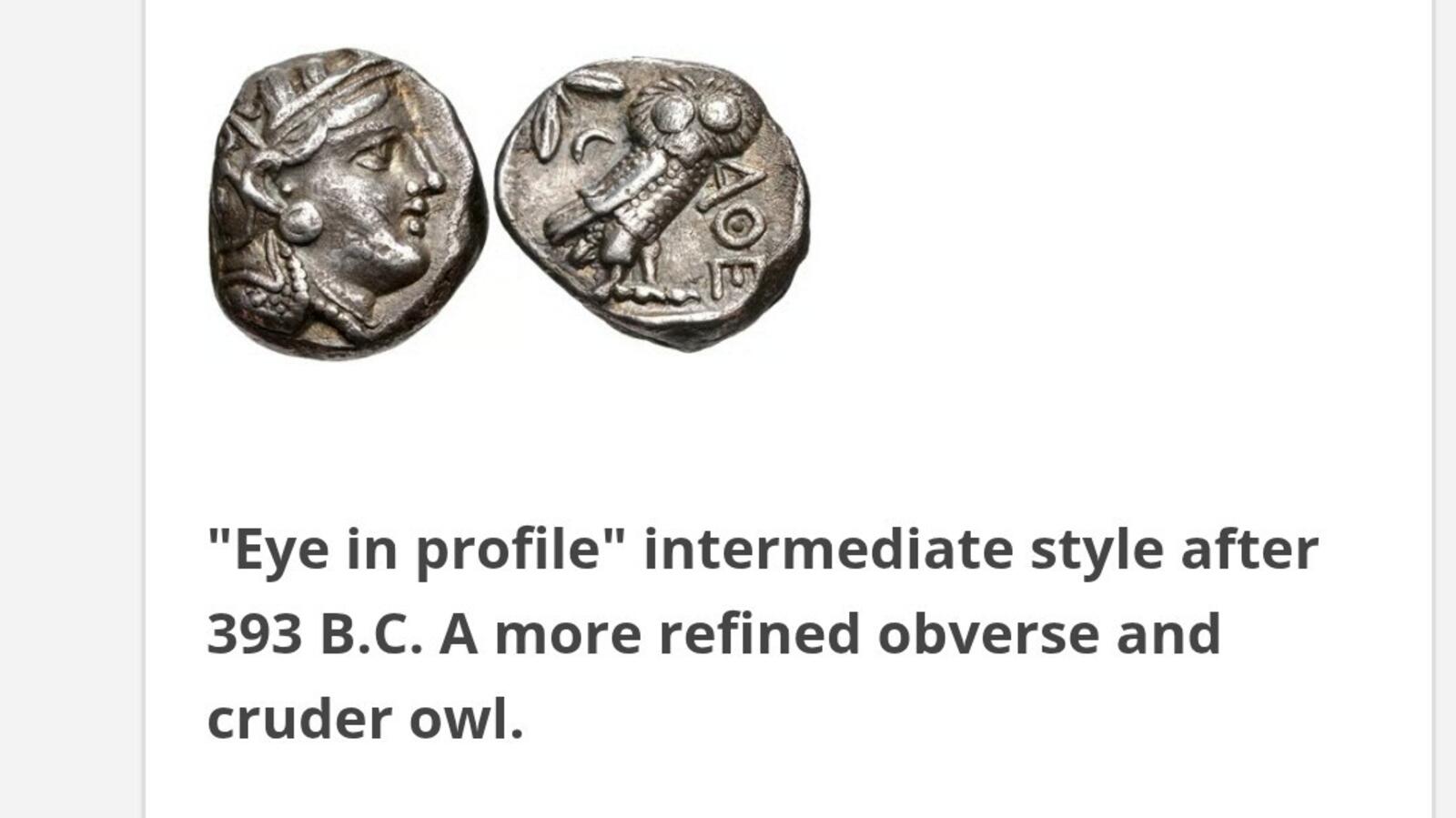 Attica, Athens 353-294 BC Greek Silver Intermediate PI Style Owl tetradrachm