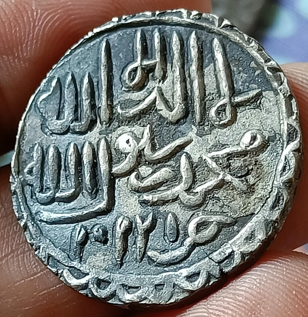 #V13#Pièce de monnaie indienne en argent du Sultanat du Bengale 1 Tanka Souverain HUSAIN SHAH patine naturelle