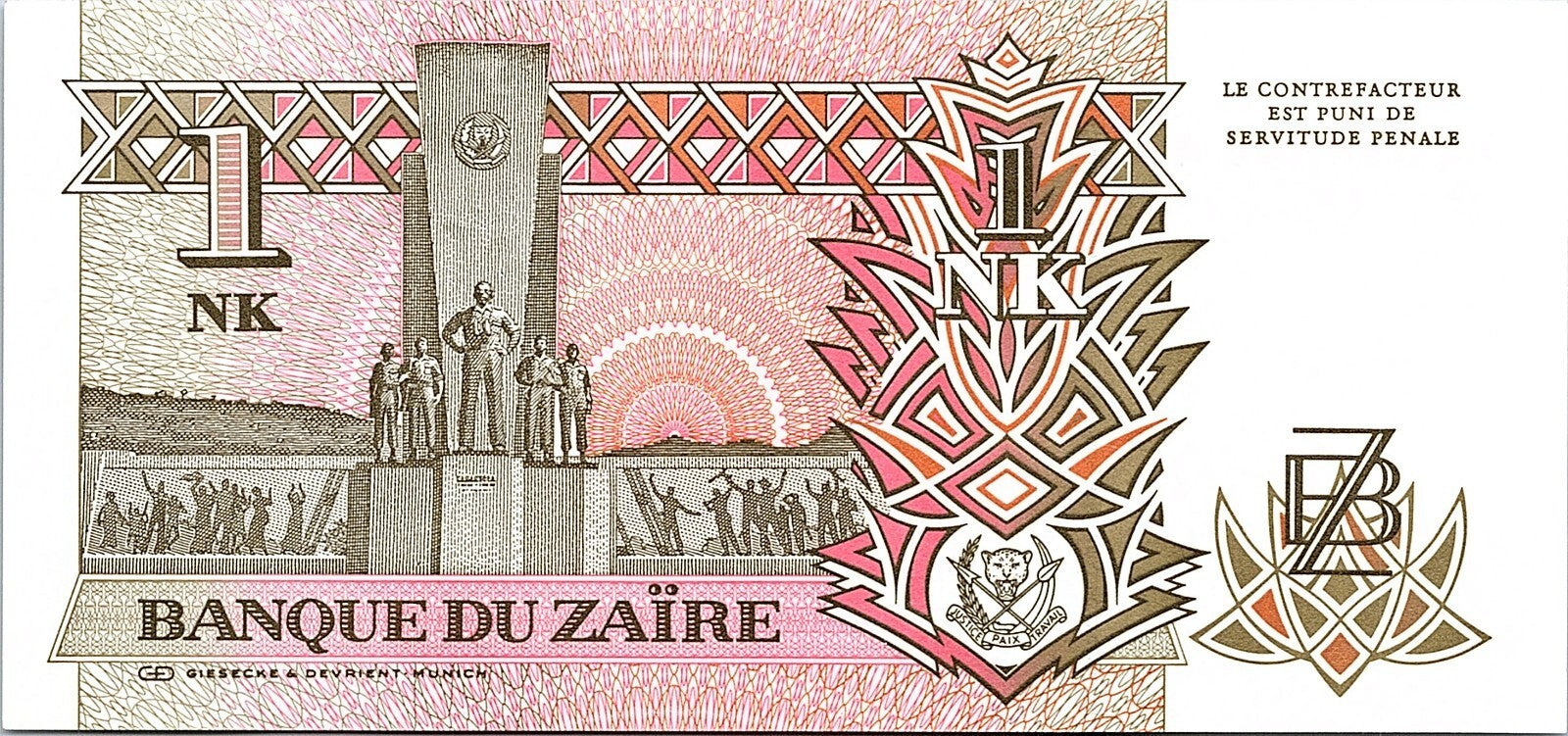 Zaire, 1 Nouveux Likuta, 1993 Better Grade