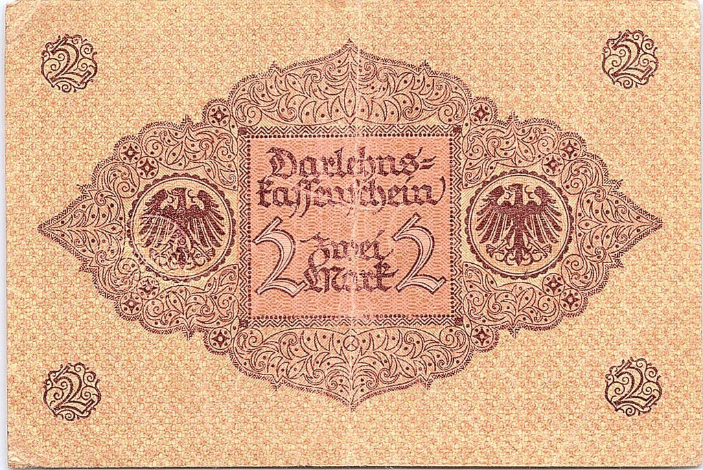 1920 German Empire 2 Mark Banknote Reichsmark WWII Reichsbanknote Germany,
