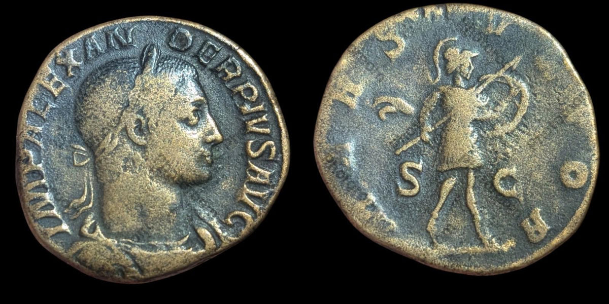 222-235 ap. J.-C. Empire romain Sévère Alexandre Sesterce en bronze Mars Monnaie ancienne