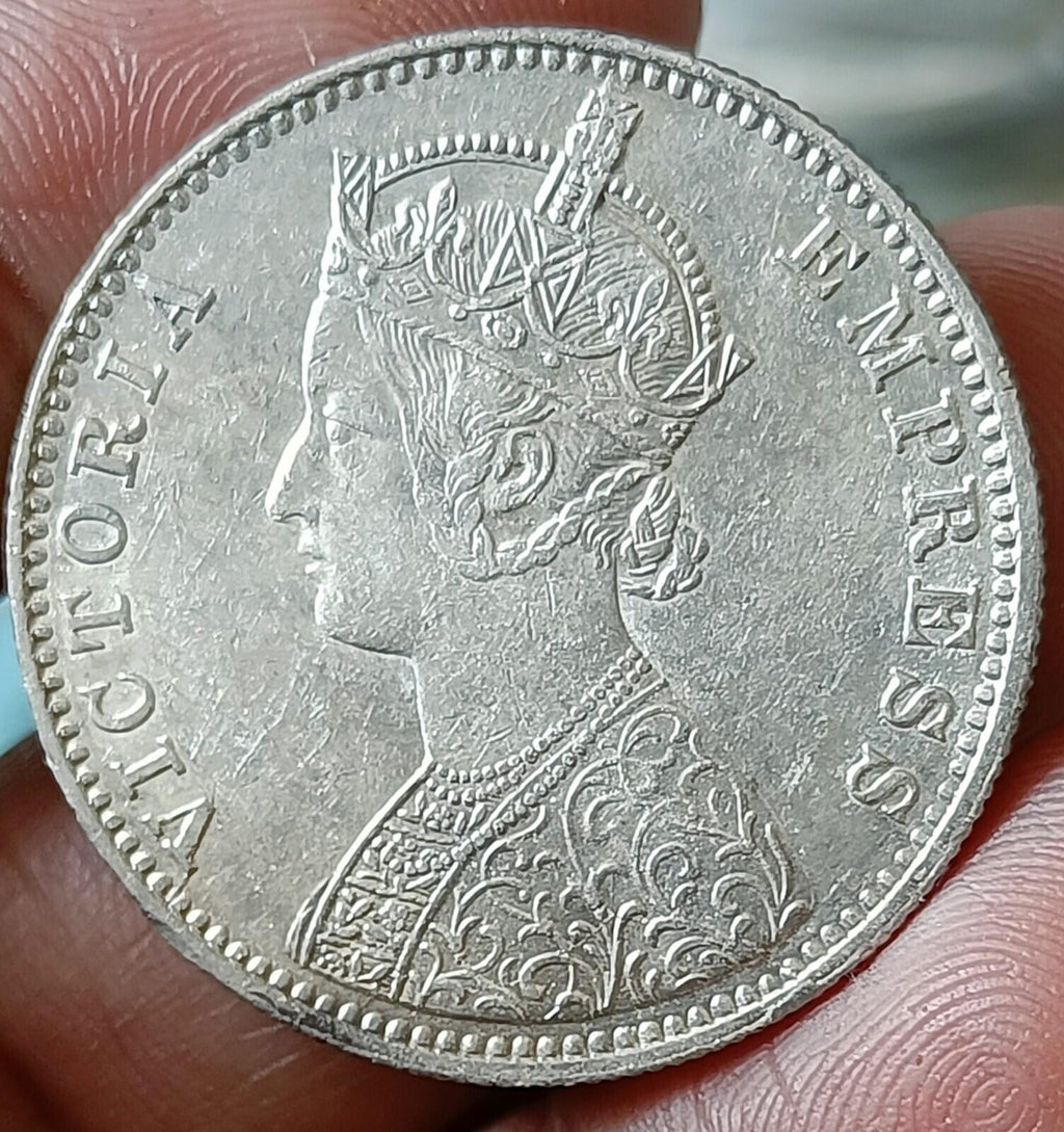 #MS28# Victoria-British India Colony-Silver Rupee-1900 AD-11.6 gm-Top grade