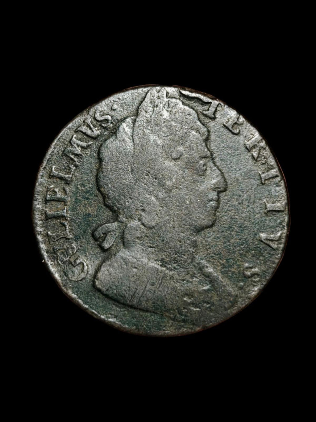 Extremely Rare King William III Half Penny Coin 1696 Copper Rare Chopmark