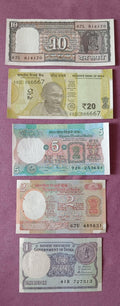 🇮🇳 India🇮🇳 Old different 20-10-5-2-1 Rupees 5 Notes-Uncirculated-Crispy