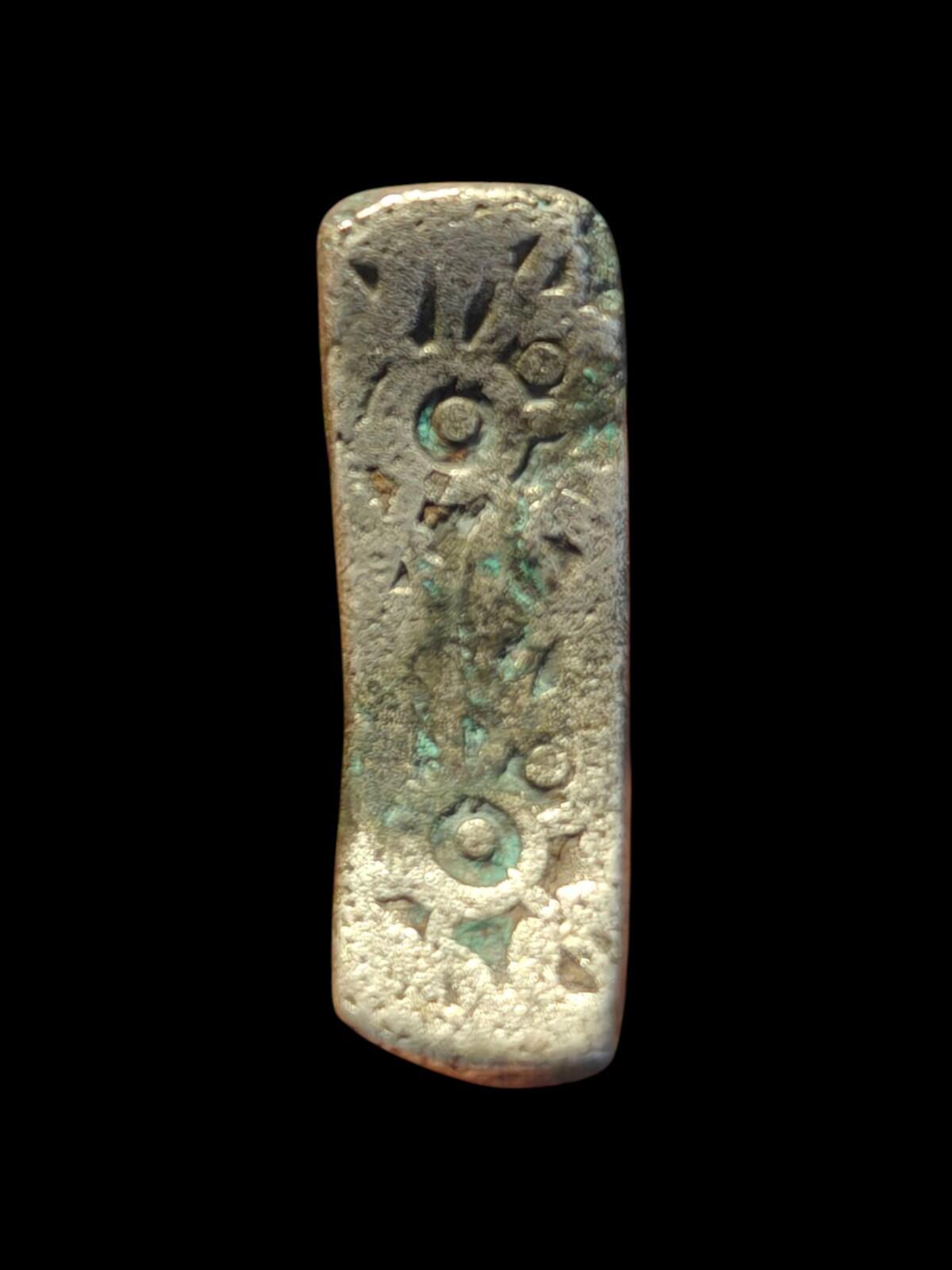 ⭐INDIA⭐. Ancient GANDHARA JANAPADA Authentic OLD 600 B.C Silver Bent Bar.*"