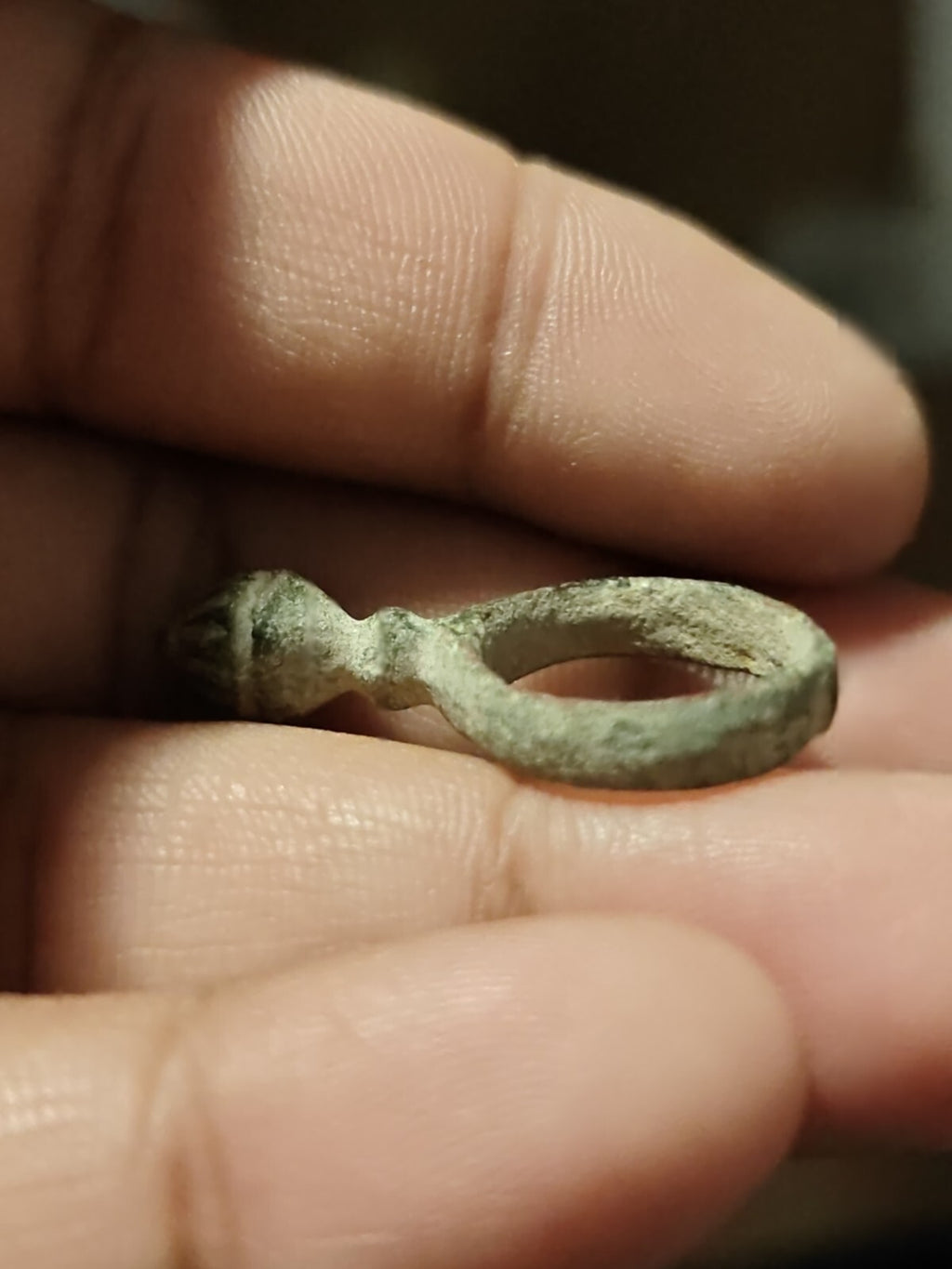 Ancient Bronze Ring GENUINE Roman Byzantine Ornamented Collectible Dark Patina