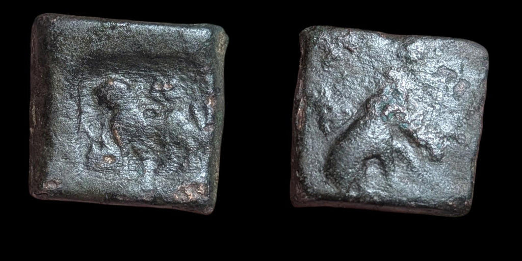 Ancient India Excellent grade Taxila  copper unit Lion-Elephant type Gandhara