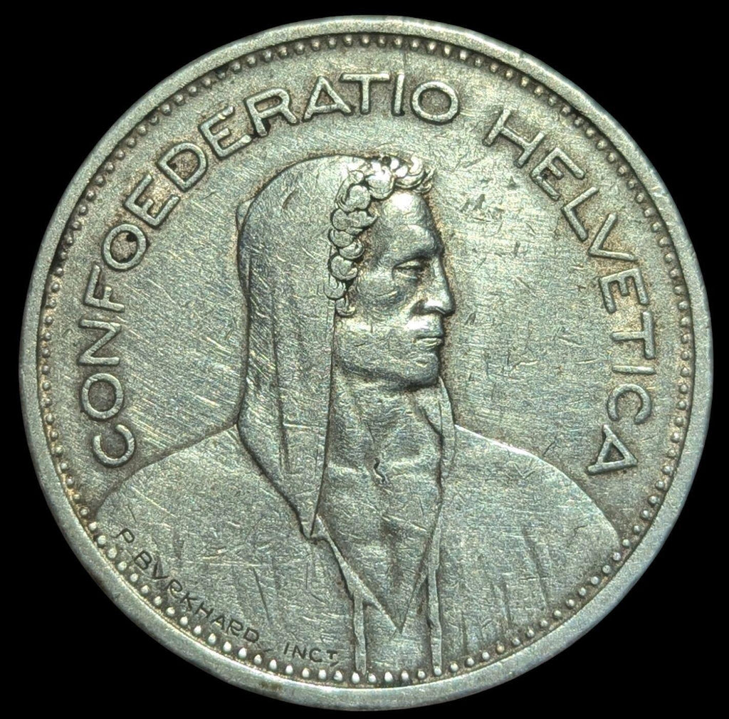 Suisse 1931-B ARGENT 5 Francs. Variété de tranche KM# 40