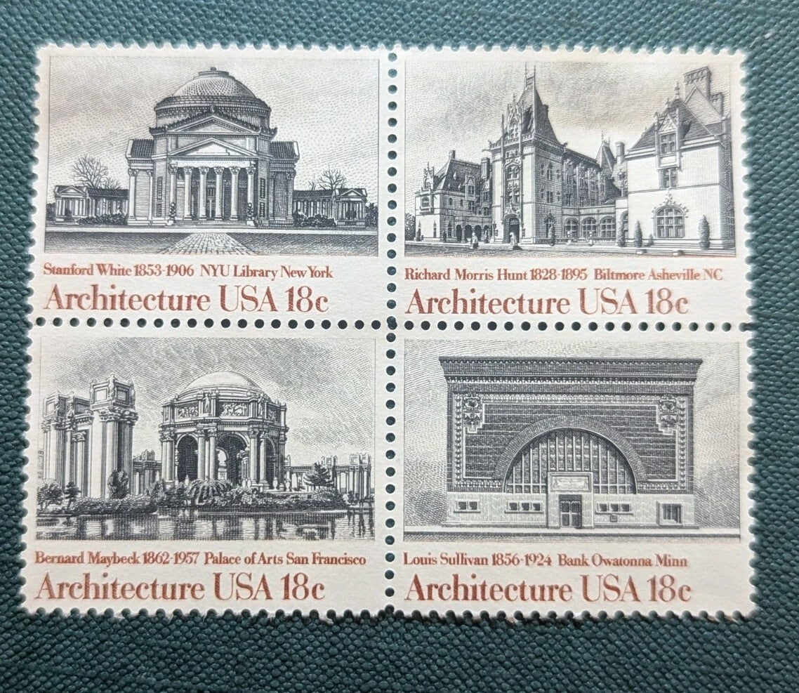 American Architecture Series - Mint Set of 4 Stamps 46 Years Old!