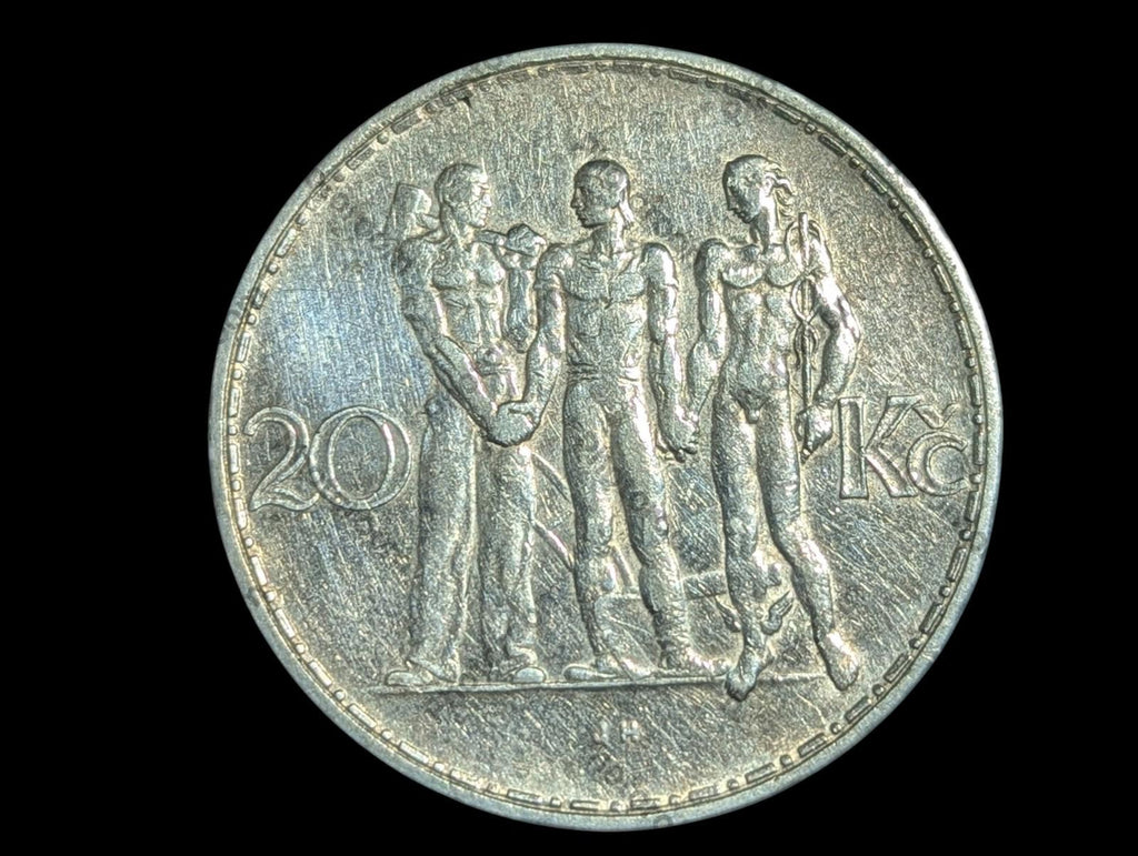 1933 Czechoslovakia 20 Korun Silver Coin Wow Grade