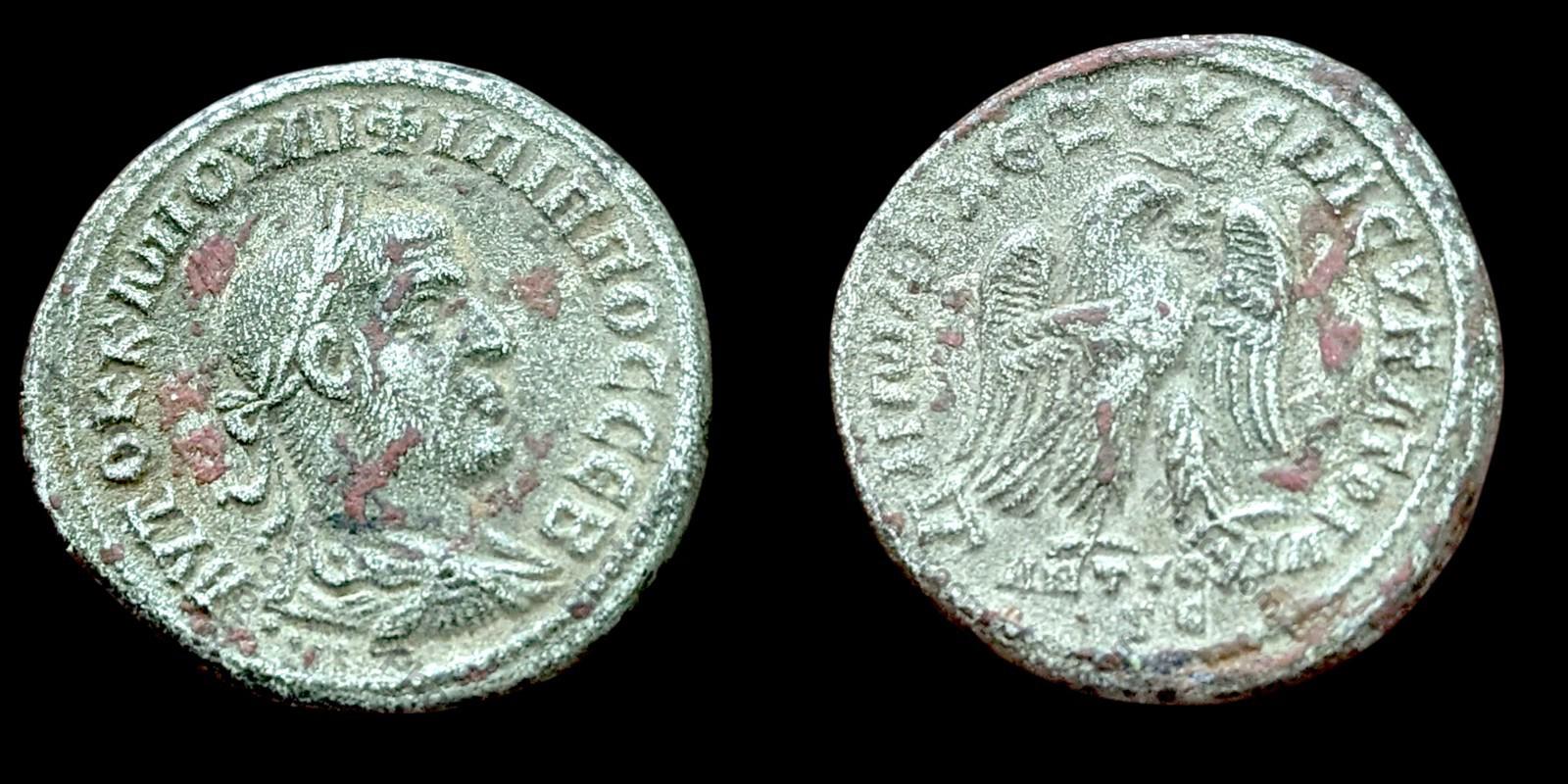 PHILIPPE II en tant qu'Auguste 249 après J.-C. Antioche Tétradrachme Monnaie Romaine Ancienne AIGLE