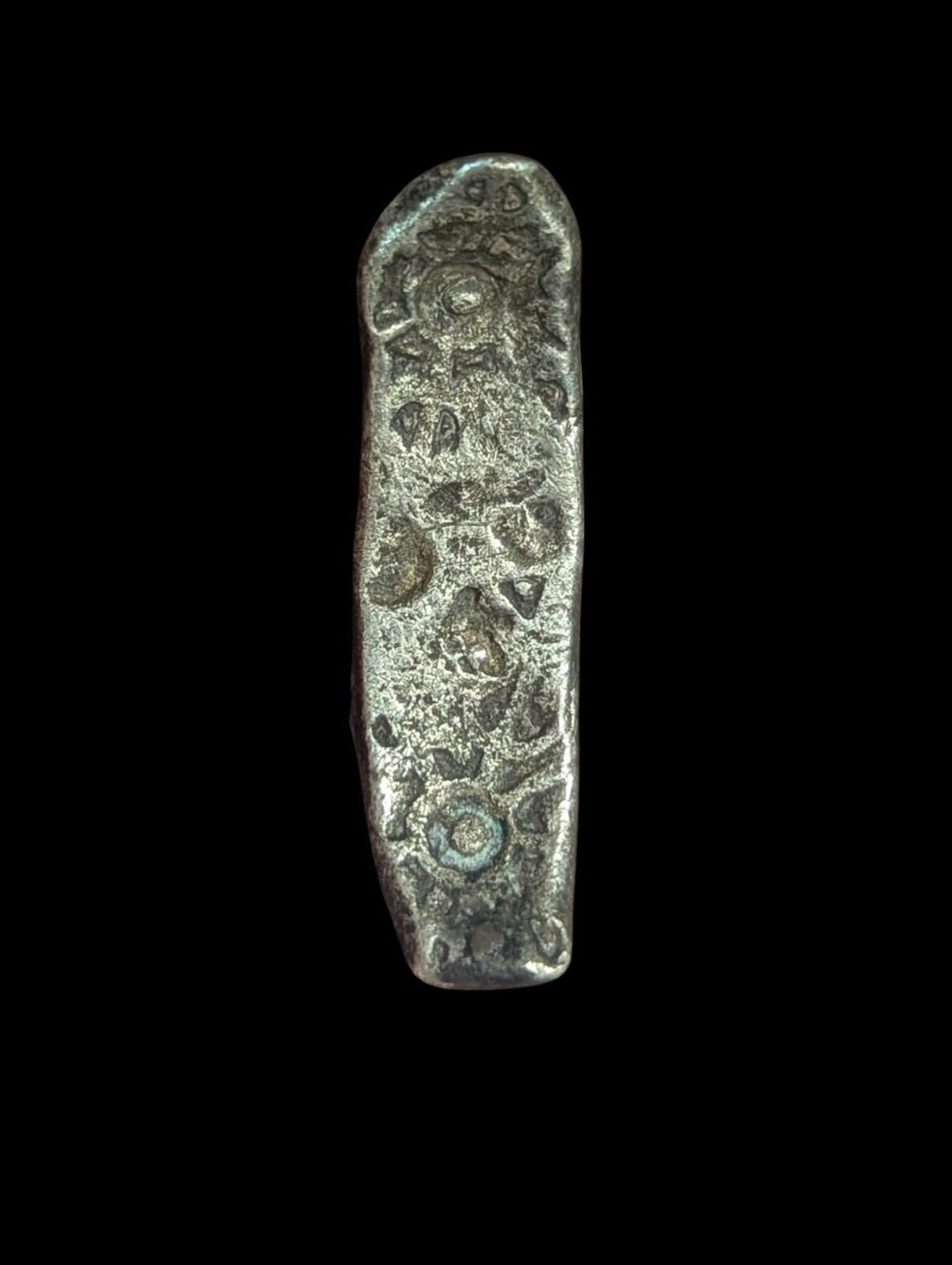 ⭐INDIA⭐. Ancient GANDHARA JANAPADA Authentic OLD 600 B.C Silver Coin Bent Bar.