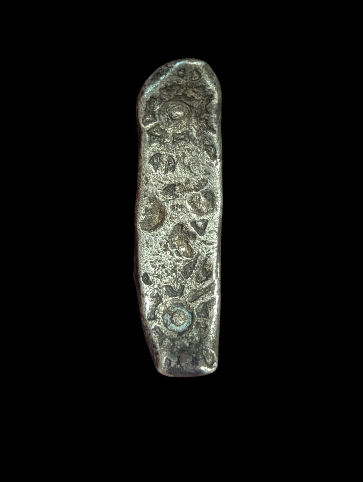 ⭐INDIA⭐. Ancient GANDHARA JANAPADA Authentic OLD 600 B.C Silver Coin Bent Bar.