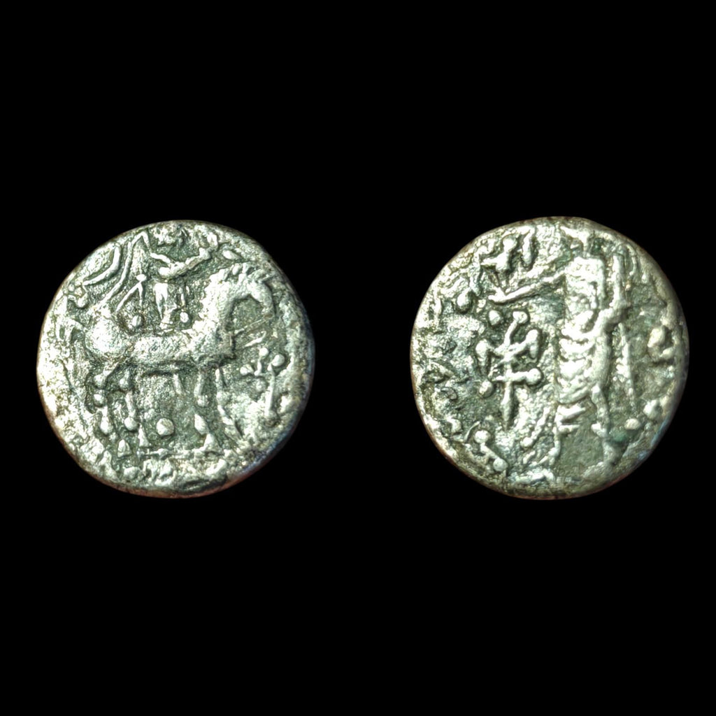 斯基泰古代国王，阿泽斯二世，公元前58-12年，印度-希腊王国德拉克马 稀有&