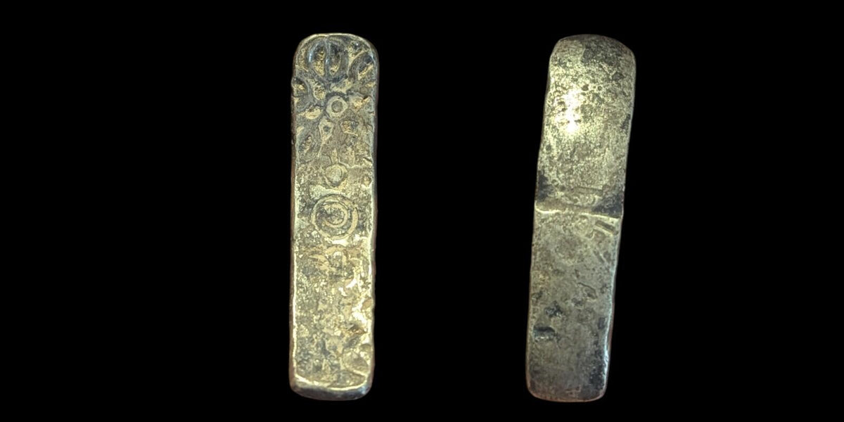 ⭐印度⭐. 古代犍陀罗国（GANDHARA JANAPADA）真品古老公元前600年弯曲银条币
