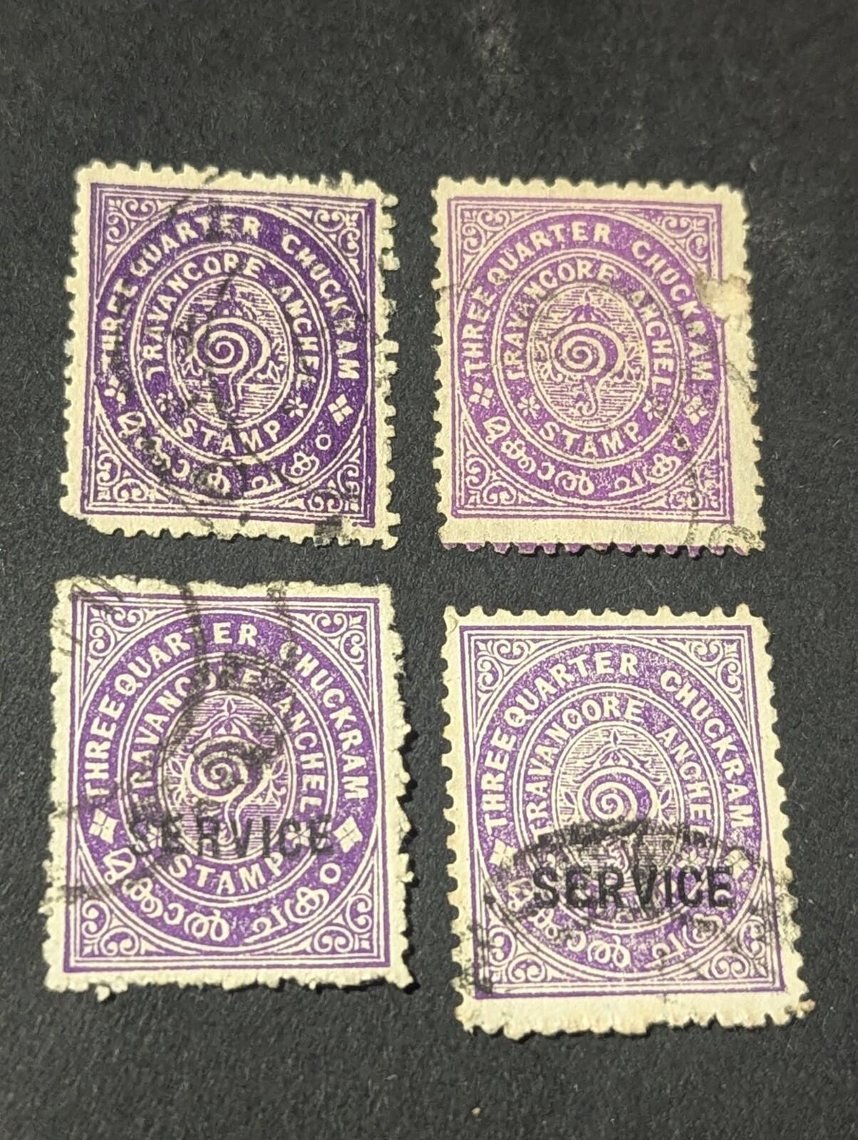 Collection Of Travancore India Feudatory State Stamp Scott #O52, Used 2 SERVICE