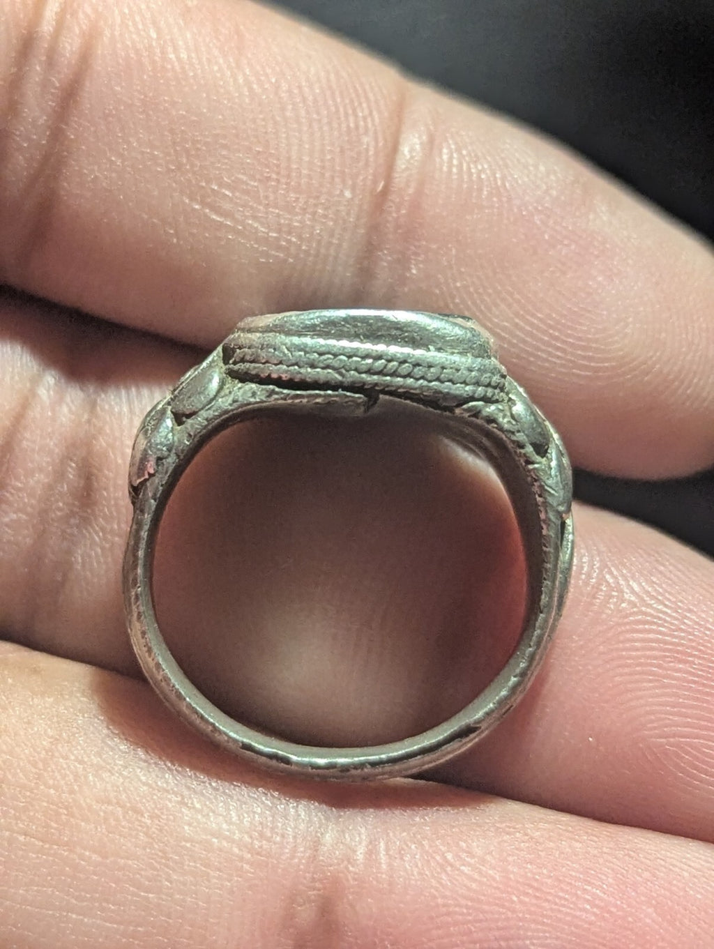 Vintage Blood Stone Ring Sterling Silver Intaglio Roman Size Unknown