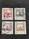 JORDAN KINGDOM CURRENCY OVERPRINT PALESTINE STAMP 5, 15,20, 50 Fils Used