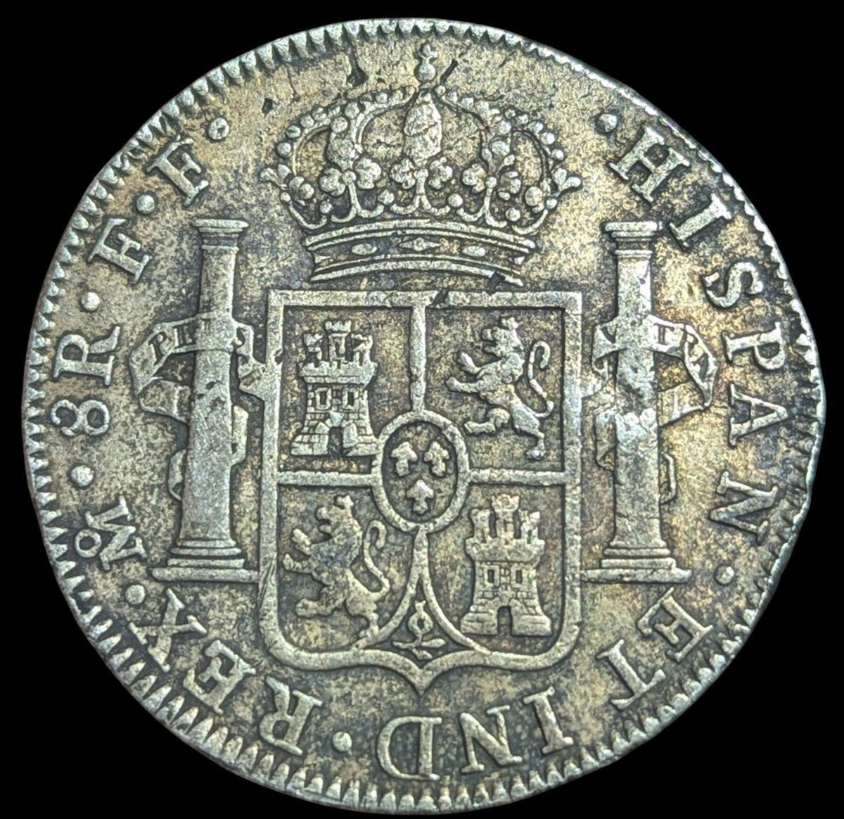 Shipwreck Effect Saltwater Dam. 1782FF Spanish Mexico 8 Reales Wow Grade