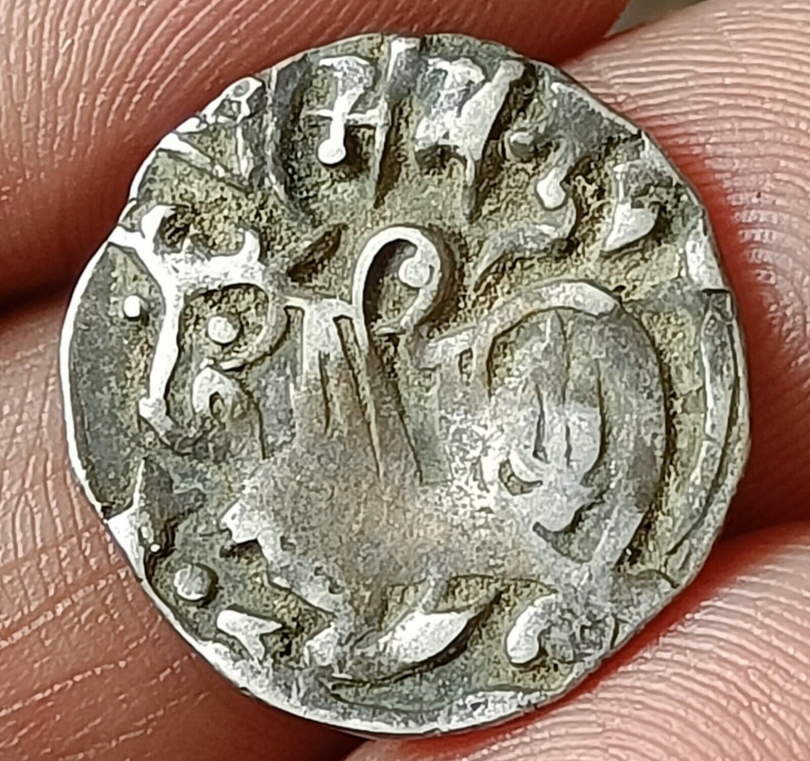 #X10#Indian OHINDA DYNASTY Samanta Deva(850-1000AD) HORSE & BULL SILVER coin