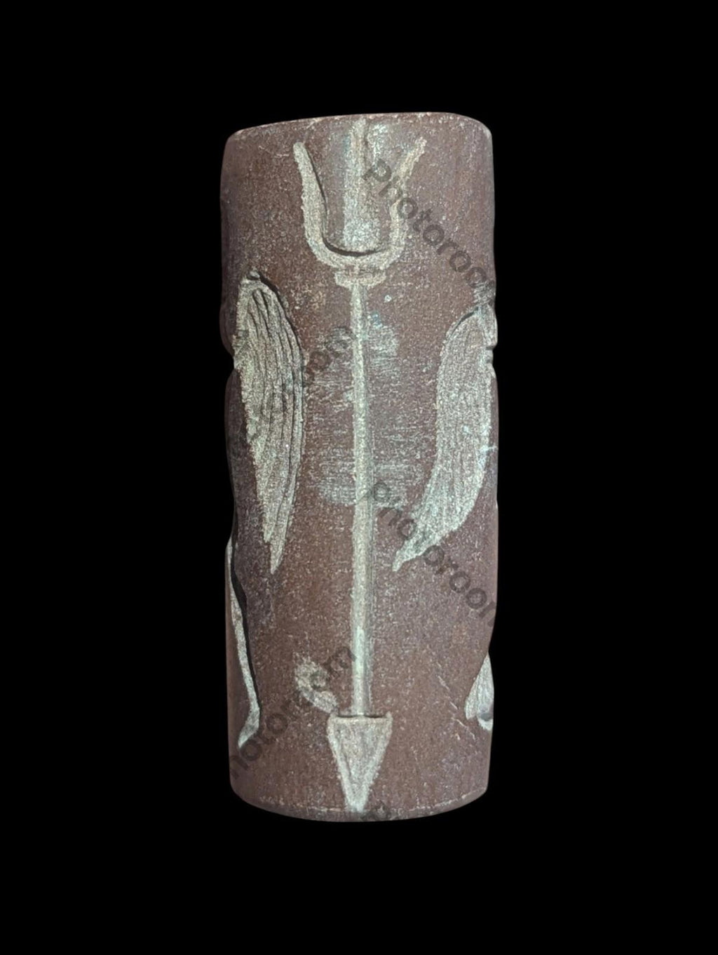 Agate Stone King Ancient Near Eastern Cylinder Intaglio Bead - Numis Hobby Shop