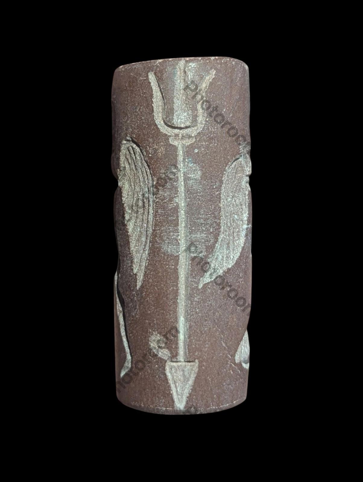 Agate Stone King Ancient Near Eastern Cylinder Intaglio Bead - Numis Hobby Shop