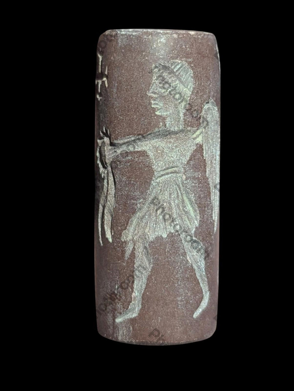 Agate Stone King Ancient Near Eastern Cylinder Intaglio Bead - Numis Hobby Shop