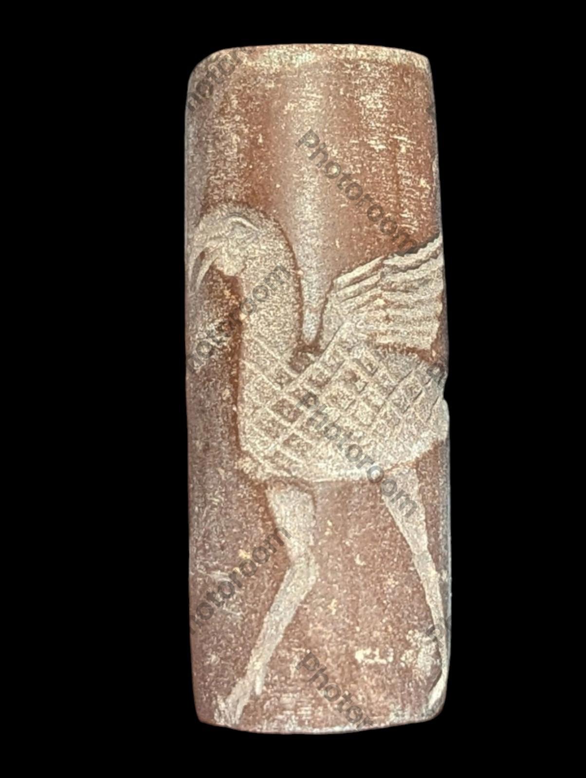 Agate Stone King Ancient Near Eastern Cylinder Intaglio Bead - Numis Hobby Shop