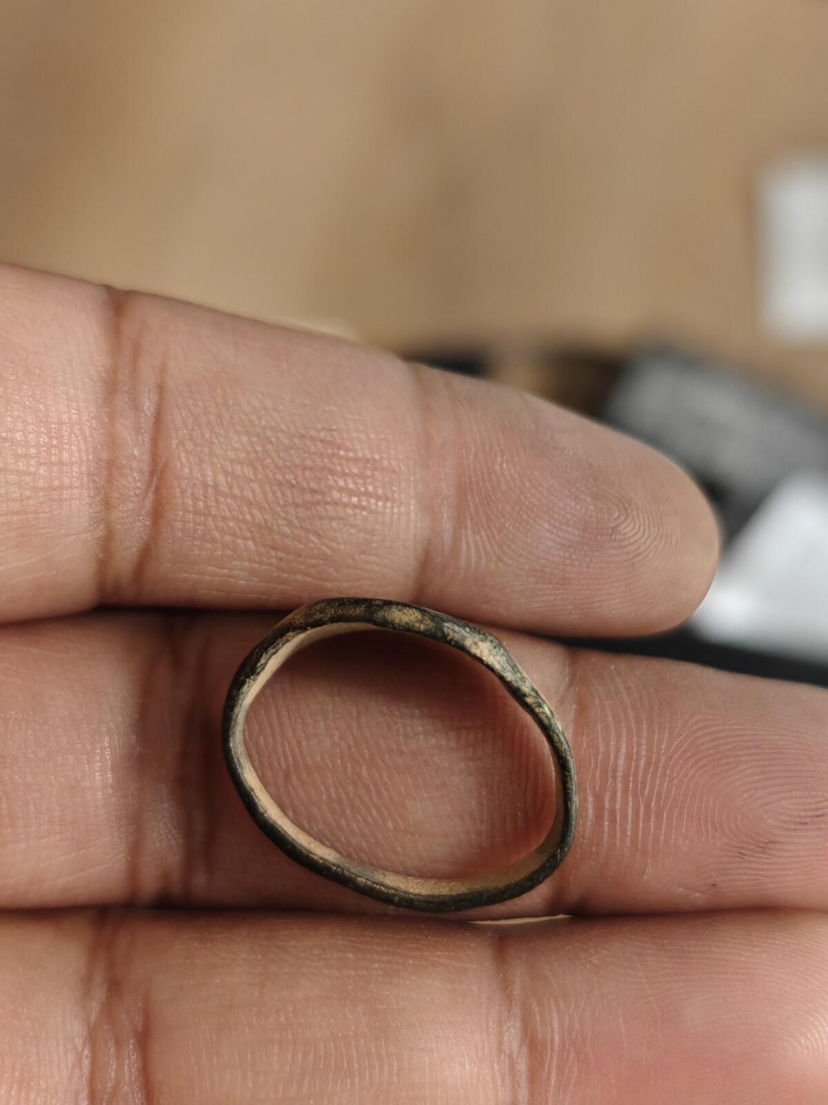 Ancient Bronze Ring GENUINE Roman Byzantine Ornamented Collectible Dark Patina - Numis Hobby Shop