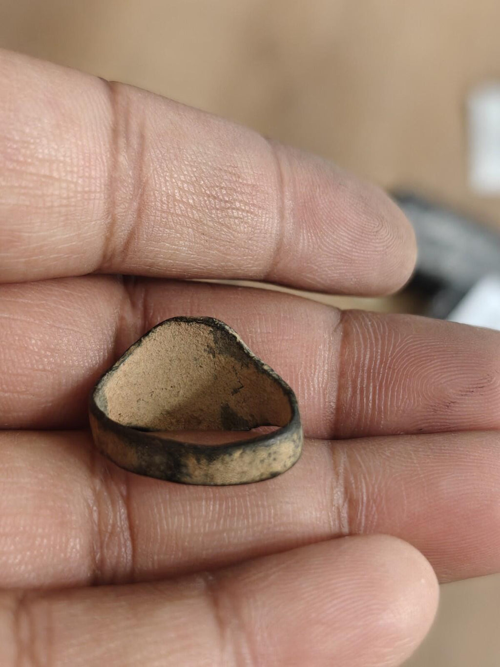 Ancient Bronze Ring GENUINE Roman Byzantine Ornamented Collectible Dark Patina - Numis Hobby Shop