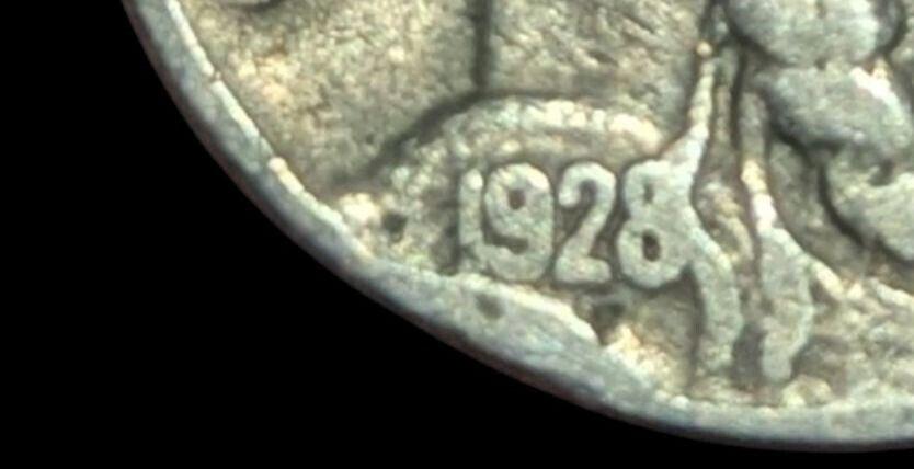 Rare 1928 Buffalo Nickel has Multiple Errors**  on the Rim, No Mint Mark