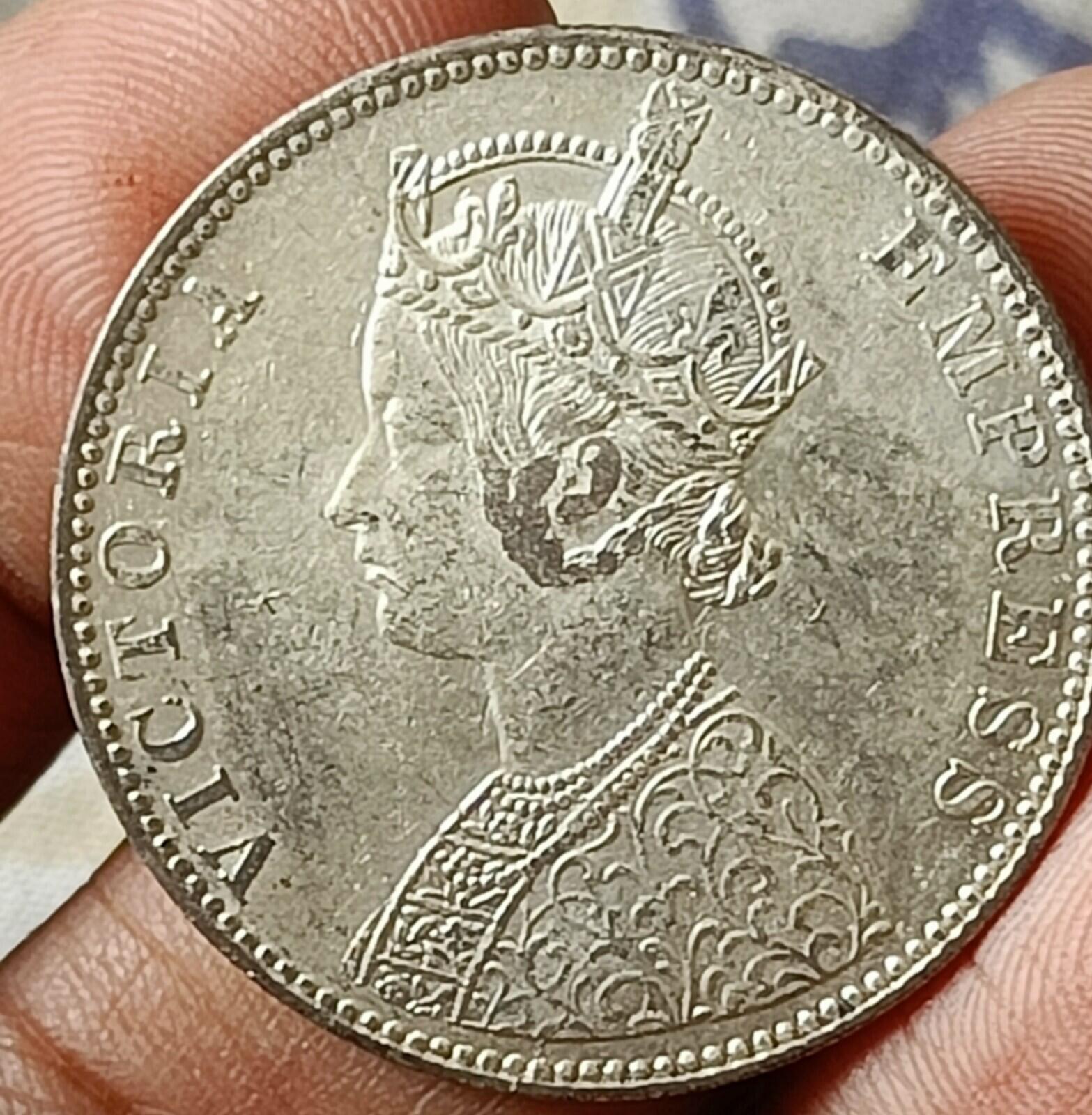 #V91#Victoria British India silver Rupee 1891 Bombay mint B mint mark. Top grade