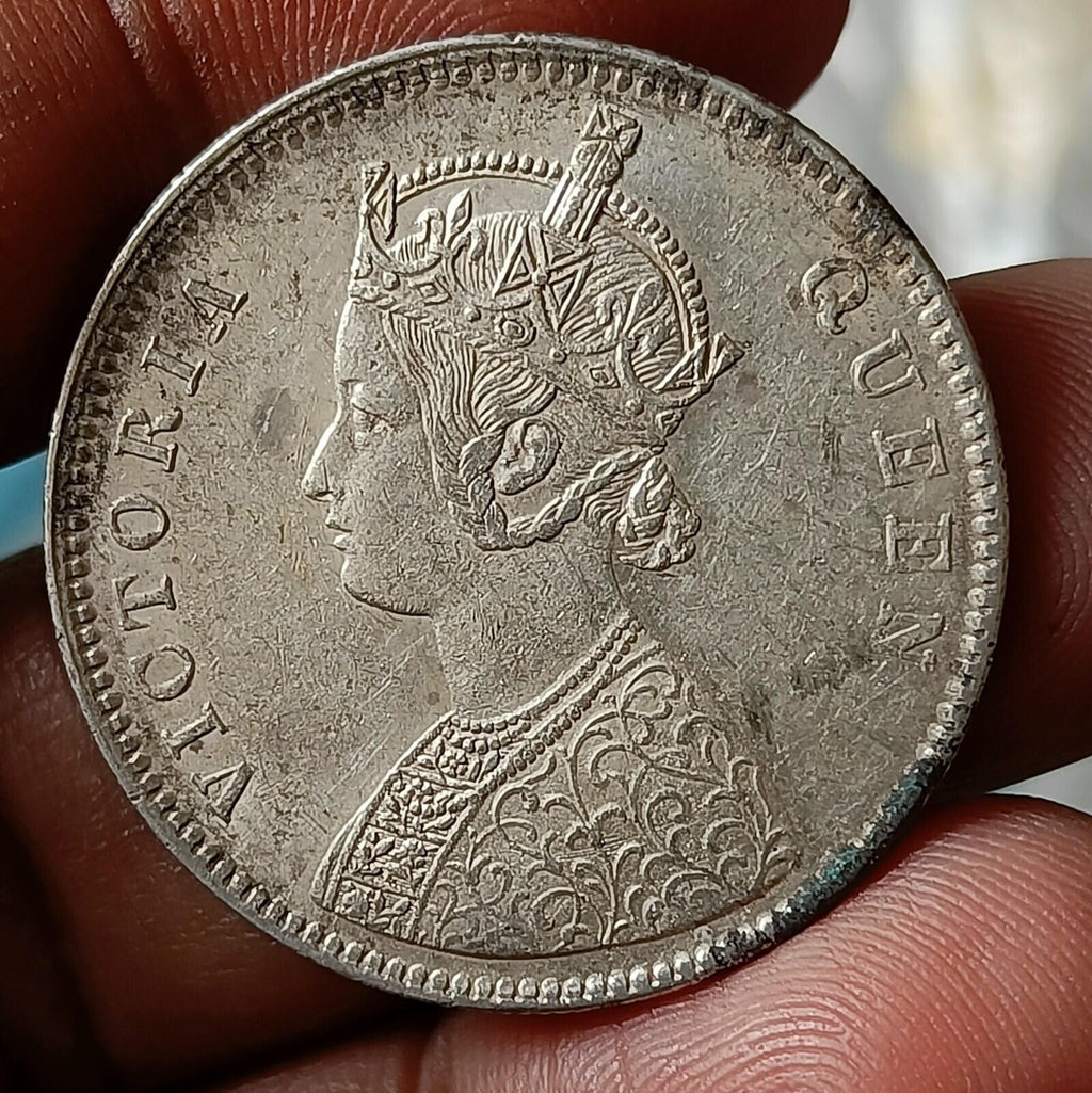 #QQ58#Victoria-British India Silver Rupee-1862-0/4 Dot- BOMBAY Mint