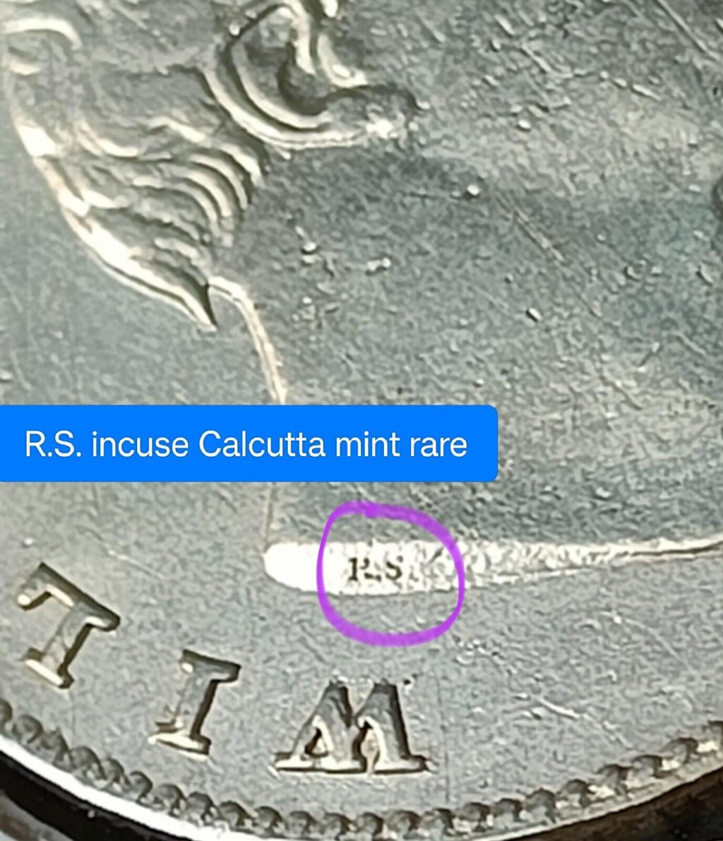 #U6#British East India Company 1835 silver Rupee of William R.S. incuse Calcutta