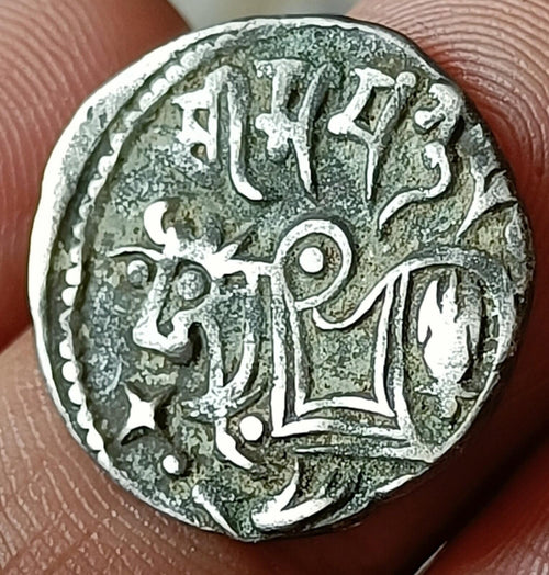 #Z70#Indian OHINDA DYNASTY Samanta Deva HORSE & BULL SILVER coin BEAUTIFUL GRADE