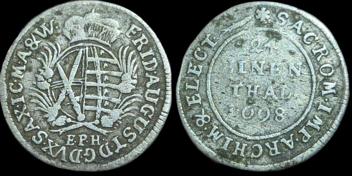 SAXONY - ALBERTINE: 1/24 Thaler 1698 EPH, Leipzig FREDERICK AUGUSTUS I