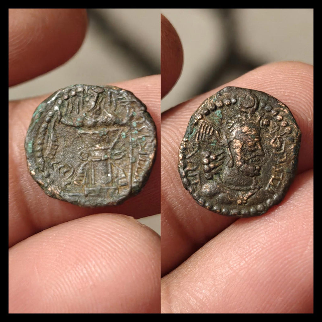 KUSHANO SASANIAN. AE UNIT. HORMIZD I KUSHANSHAH 265-295 AD. FIRE ALTAR REVERSE