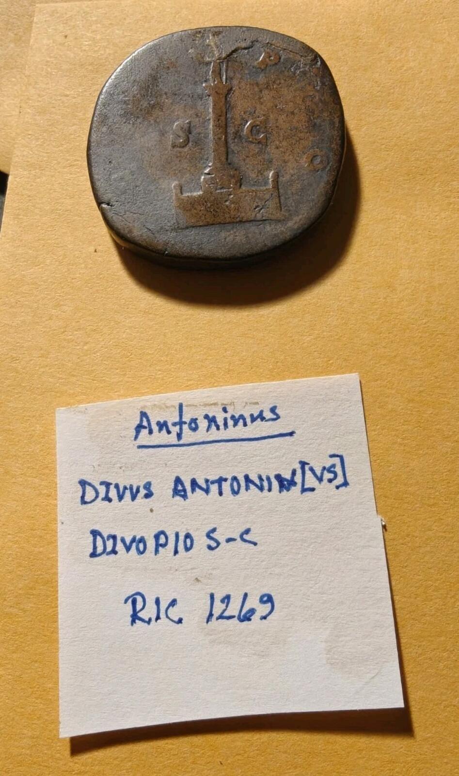 Rare Ancient Sestertius Divus Antoninus Pius, struck by Aurelius & Verus