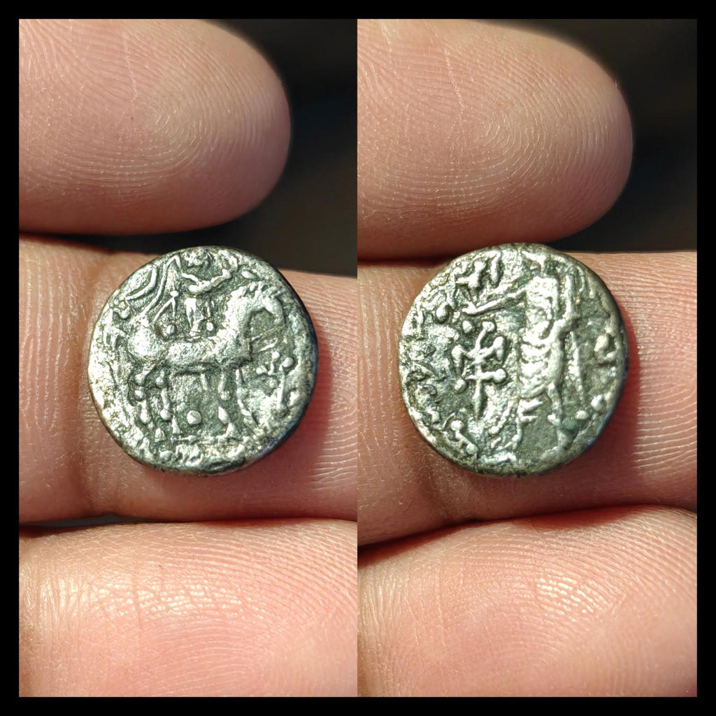 斯基泰古代国王，阿泽斯二世，公元前58-12年，印度-希腊王国德拉克马 稀有&