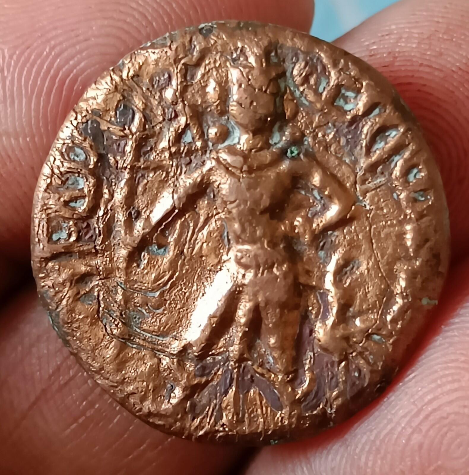 #X6# Punjab tribals Yodheya dynasty 400AD Bronge Ancient coin india very rare
