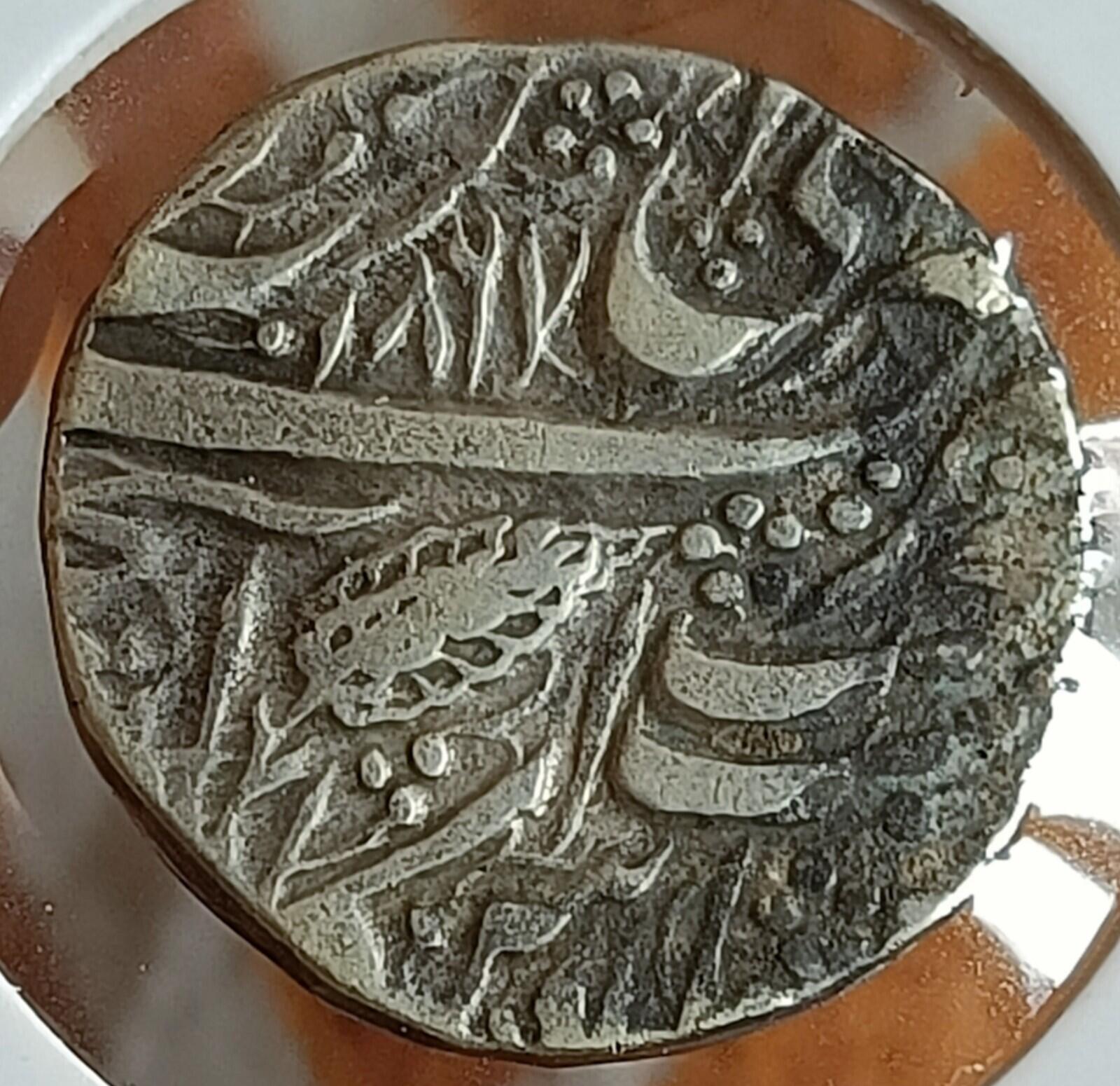 #KN-48#India-Sikh Empire silver Rupee of Maharaja Ranjit Singh 1867 VS Top grade