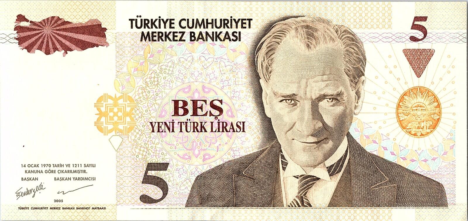 TURKEY. EMISION 5 YTL  G31 BEAUTIFUL NUMBER Circulated