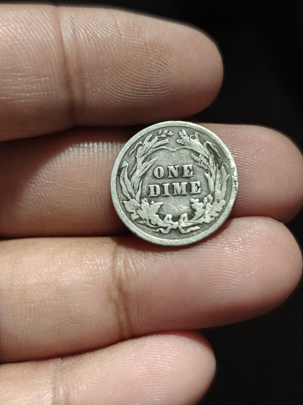 1906年巴伯十美分硬币 90%银币 磨损品相较好