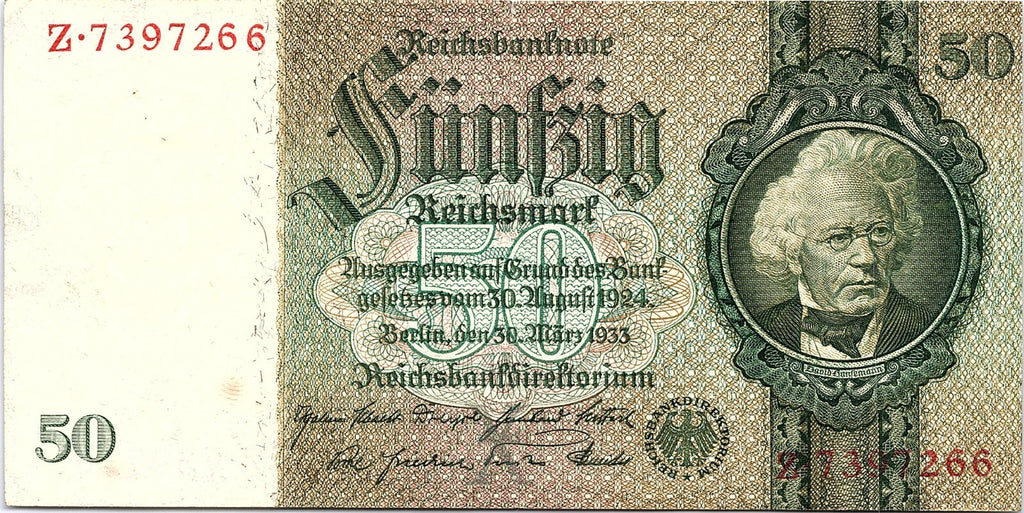 50 REICHSMARK GERMANY REICHSBANKNOTE 1933 Better Grade