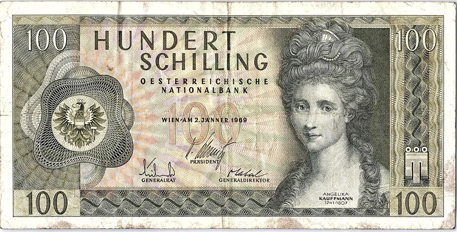 Austria 100 schilling 1969 (1970) Angelika Kauffmann