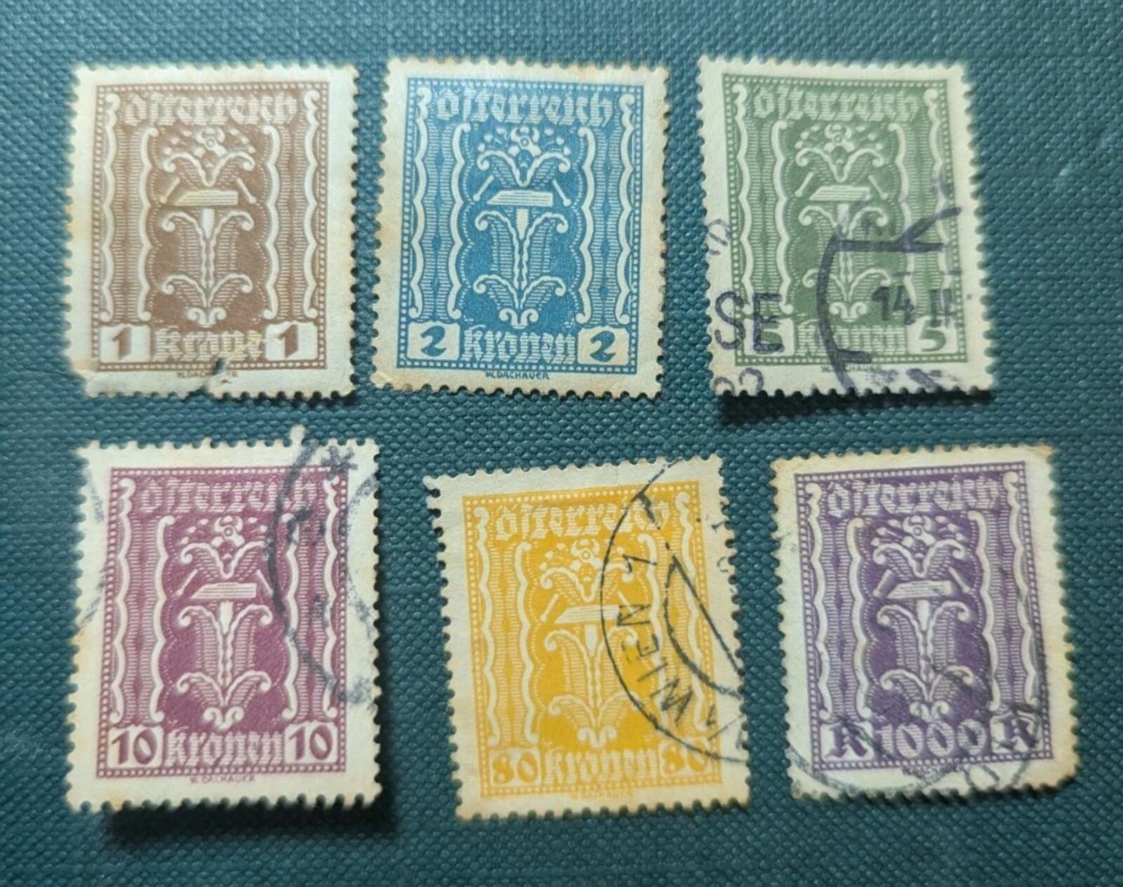 Austria Scott Stamp - Symbols / Hammer & Tongs 1922 Set Of 6 Stamps