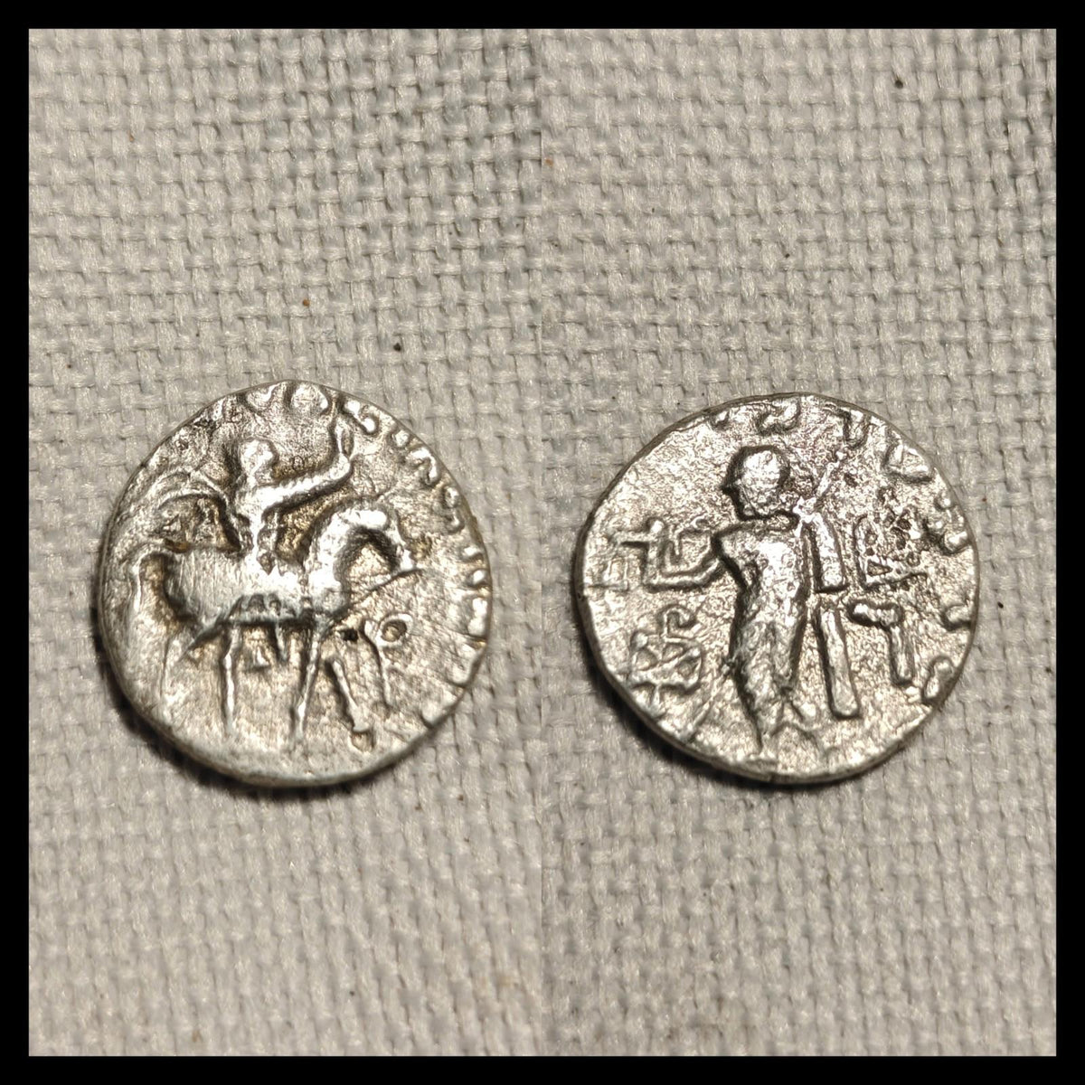 Indo Scythian Kingdom, Azes I 47-25 BC Silver Drachm Coin 2.1g/ 14.4mm