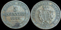 German States, SAXONY-ALBERTINE, Johann, 5 Pfennig, 1864 Coin